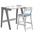 Sturdy Kids Desk with White Frame Blue Cushioned Chair Simple Modern Design