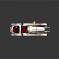 Vintage Style Motorcycle With Red Wheels Red Seat And Gold Silver Body Design