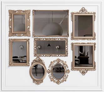 European mirror bronze mirror vanity mirror 3d model