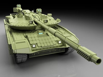 Green Military Tank 3D Model With Detailed Main Gun Turret And Tracks 3d model