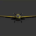 Detailed Vintage Yellow And Silver Airplane With Star Emblems On Wings