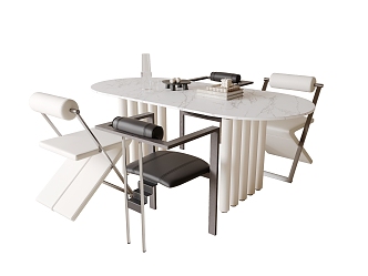 Modern Dining Table and Chair Combination 3d model