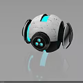 Space Exploration Spherical Device With White Black Shell Blue Lights Three Circular Sensors And Hatch 3d model