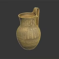 Traditional Ancient Terracotta Jug With Intricate Decorative Patterns And Handle