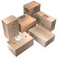 Different Types of Cardboard Cartons With Holes Labels and Brand Logos
