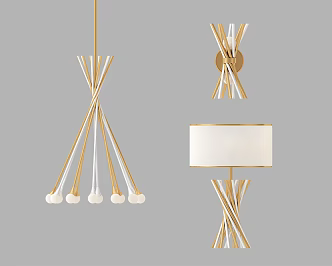 Modern lighting combination chandelier wall lamp table lamp combination 3d model