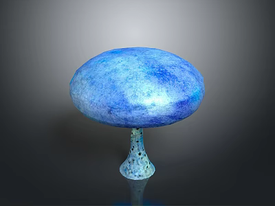 Blue Mushroom Plant With Glossy Blue Cap And White Spotted Stem On Black Background 3d model