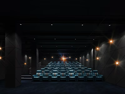 Modern Cinema Hall Interior Design With Comfortable Seats And Ambient Lighting 3d model