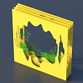 Creative Yellow Layered Decorative Ornament Set with Hollowed Out Design Green Grass and Terrain Decor