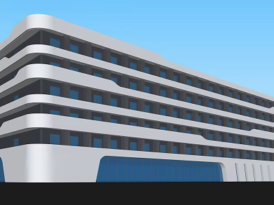 modern office building multi-storey building 3d model