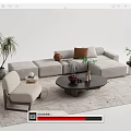 Quiet Sofa Tea Table Combination Sofa Coffee Table 3d model
