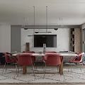 Modern Living Dining Room Interior With Gray Sofa Dining Table And Colorful Wall Art