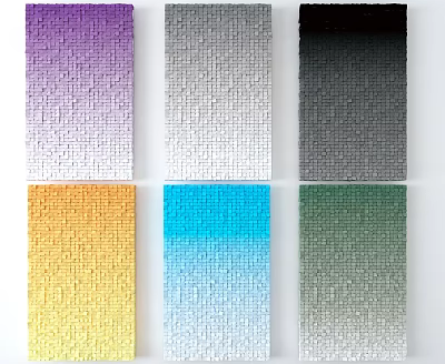 Colorful Gradient Mosaic Decorative Panels With Square Tiles In Various Hues 3d model
