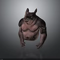 3D Rendered Muscular Rhinoceros With Strong Chest And Arms