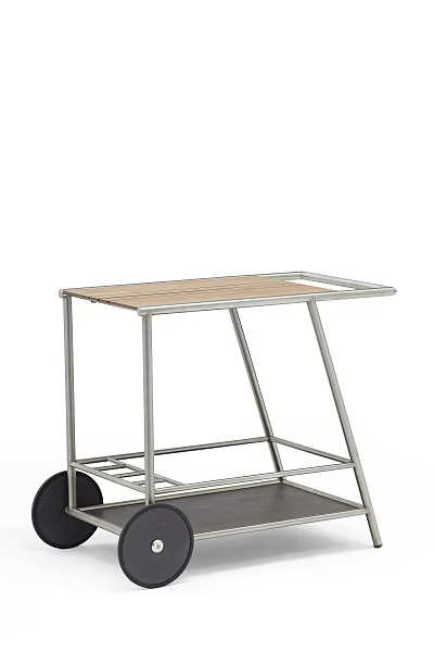 Sturdy Commercial Kitchen Trolley With Metal Frame And Wooden Surface For Restaurant Use 3d model