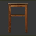 Solid Wood Stool Featuring Square Top And Sturdy Structure With Natural Wood Finish 3d model