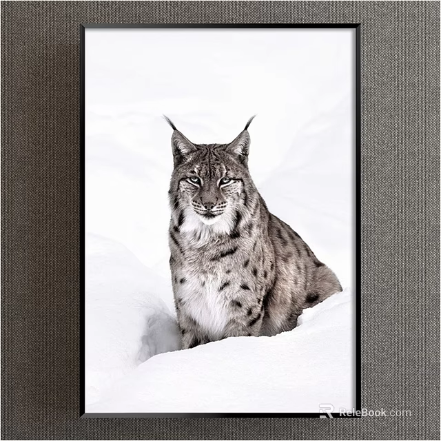 Realistic Animal Painting of Lynx in Snowy Winter Landscape with Detailed Fur 3d model 