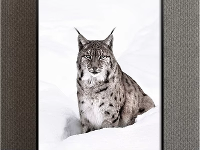 Realistic Animal Painting of Lynx in Snowy Winter Landscape with Detailed Fur 3d model