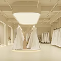 Bridal Wedding Dress Shop With Various Hanging Gowns And Elegant Interior Design