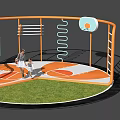 Commercial Children's Play Equipment With Orange Frame Spiral Slide And Climbing Structures