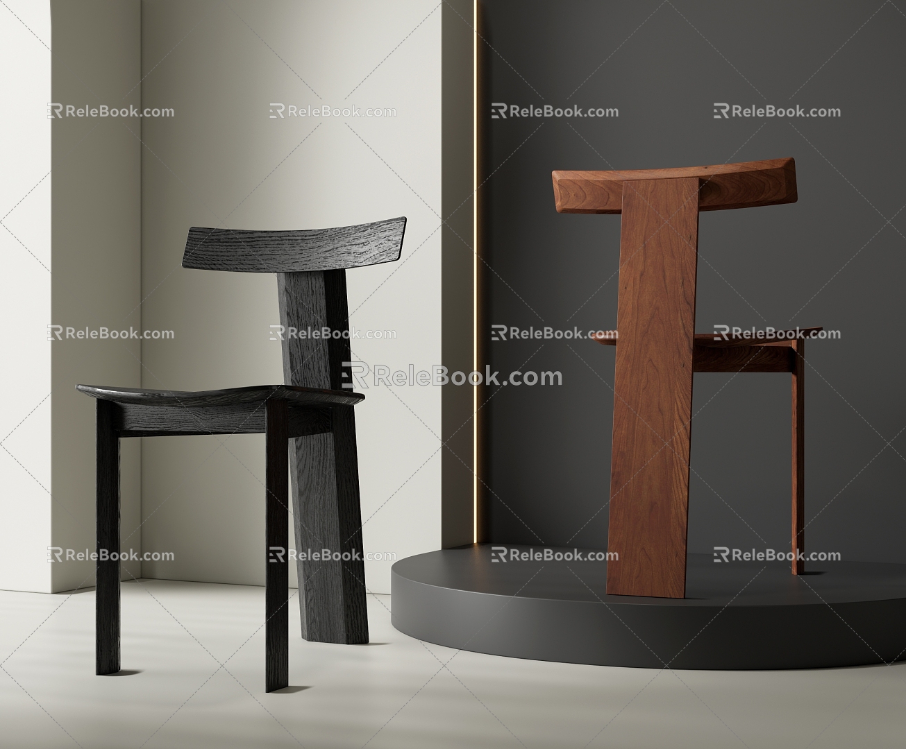 wood dining chair 3d model