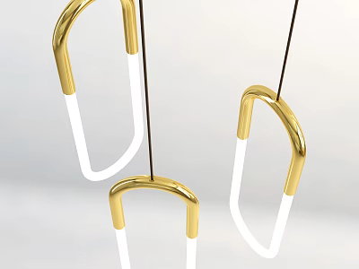 Modern Minimalist Chandelier With Golden Arched Frames And White Light Elements 3d model