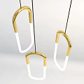 Modern Minimalist Chandelier With Golden Arched Frames And White Light Elements