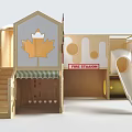 MapleBear Themed Playground With Slide And Wooden Structure