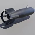 Black Streamlined Military Weapon Aerial Bomb With Tail Fins And Nose Cone