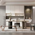 Modern Study Desk and Chair Combination Study Floor Lamp Study Decoration Computer Creative Study Bookcase Combination Study Decoration 3d model