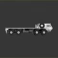 Heavy Duty Flatbed Truck With Multiple Wheels And White Cab For Cargo Transport