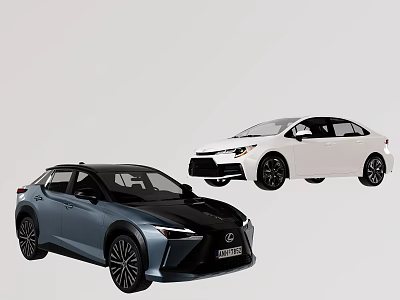 Blue Lexus SUV and White Toyota Sedan Exterior Design Modern Car Vehicle Models 3d model