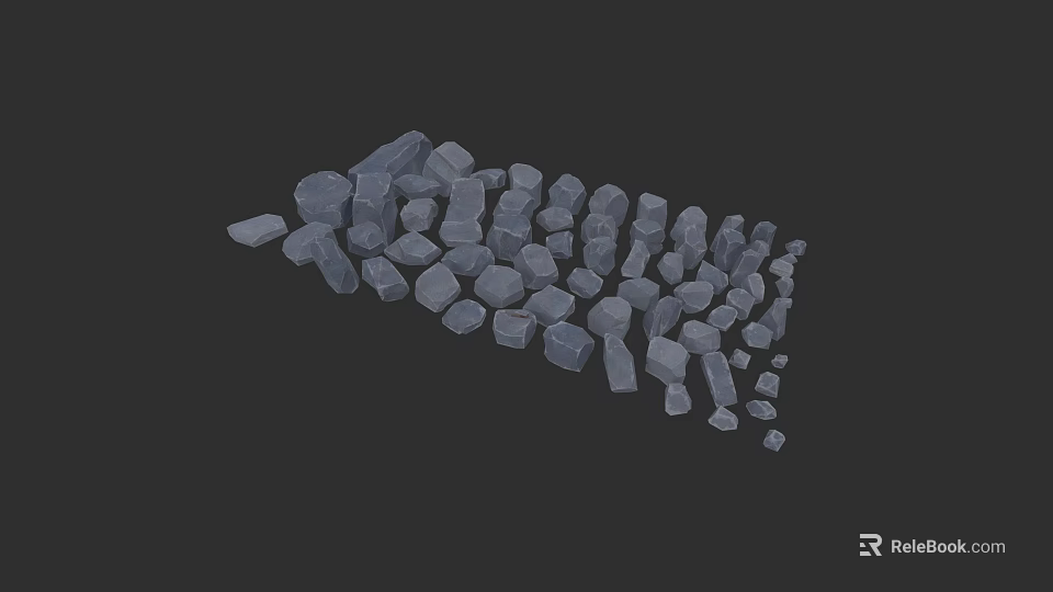 Natural Gray Irregular Stone Pieces For Outdoor Landscaping And Construction Applications 3d model 