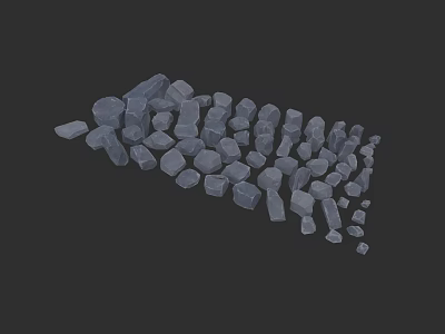 Natural Gray Irregular Stone Pieces For Outdoor Landscaping And Construction Applications 3d model