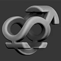 Sleek Silver Abstract Jewelry Piece With Curved Rings And Polished Surface On Dark Background