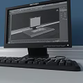 Lenovo Desktop Computer With Monitor And Keyboard Displaying 3D Model Design On Screen