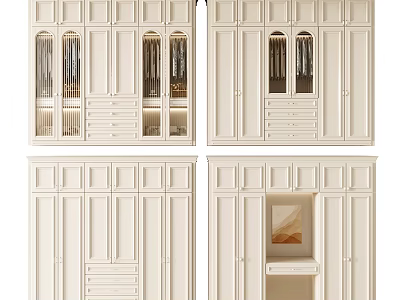 White Modern Wardrobe Design With Glass Doors Drawers And Mirror Elements 3d model