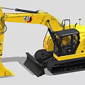 Yellow CAT Excavator With Tracks Cab And Front Bucket Design 3d model