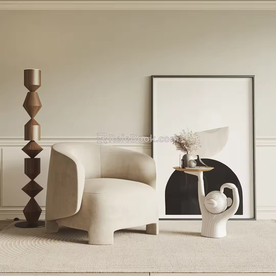 Quiet single sofa leisure sofa 3d model