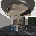 Luxury Modern Sales Office Lobby With Stylish Cafe Counter And Elegant Soft Warm Ambient Lighting
