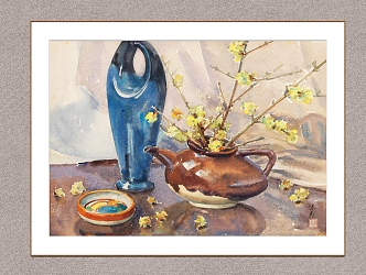 Modern Decorative Painting Tea Set Li Yongsen Wintersweet 3d model