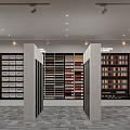Modern Retail Store Interior With Wooden Display Shelves Product Arrangements And Bright Lighting