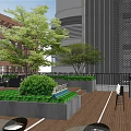 Rooftop Garden With Trees Green Plants Wooden Flooring And Outdoor Furniture