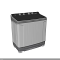 Two White And Gray Twin Tub Washing Machines With Top Control Panels