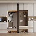Modern Shoe Cabinet Storage Organizer With Coat Hanging Bag Storage Bench And Decorative Items