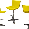 Modern Yellow Leather Bar Stools With Sleek Metal Base Design 3d model