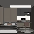 Modern Tatami Bedroom Interior With Bed Desk Chair Window And Built in Shelf