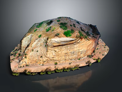 Detailed Natural Terrain Model Featuring Layered Rock Formations And Green Vegetation 3d model