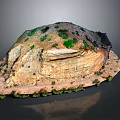 Detailed Natural Terrain Model Featuring Layered Rock Formations And Green Vegetation