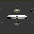 Satellite Dishes And Stands Arranged On White Circular Table Setup 3d model